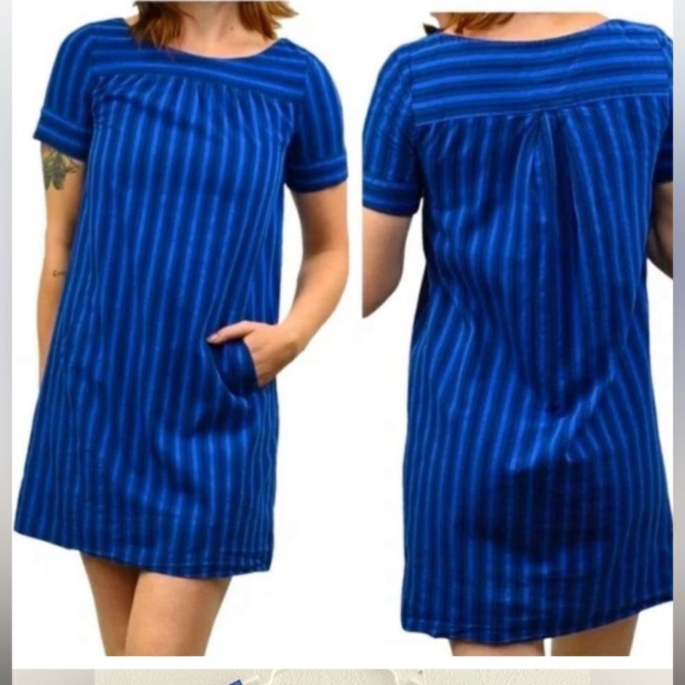 Anthropologie HD in Paris Blue Striped Shift Dress size 4